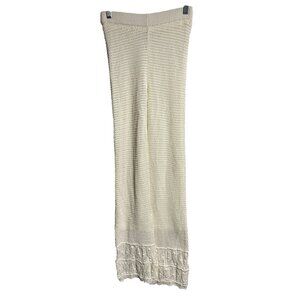 Pink Rose Womens Knit Sweater Pants Womens XS Ivory Lace Hem Cotton Blend